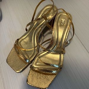 Zara slingback gold heels worn once